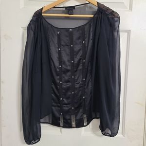 The Limited black long sleeve 100% silk top size L *N2